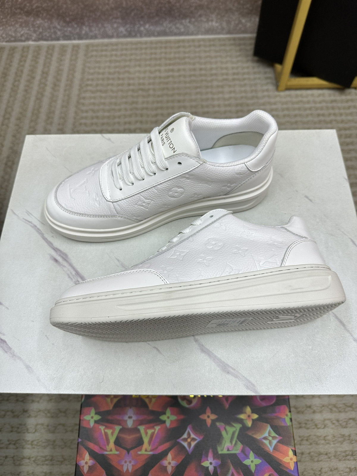 LV MENS MATCH UP SNEAKER MONOGRAM WHITE