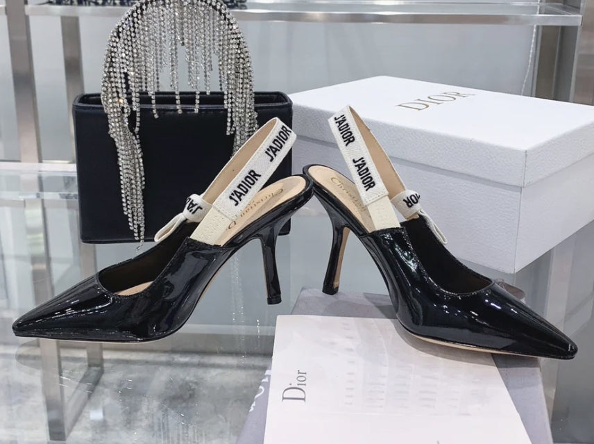 cd slingback pumps 65 black patent calfskin