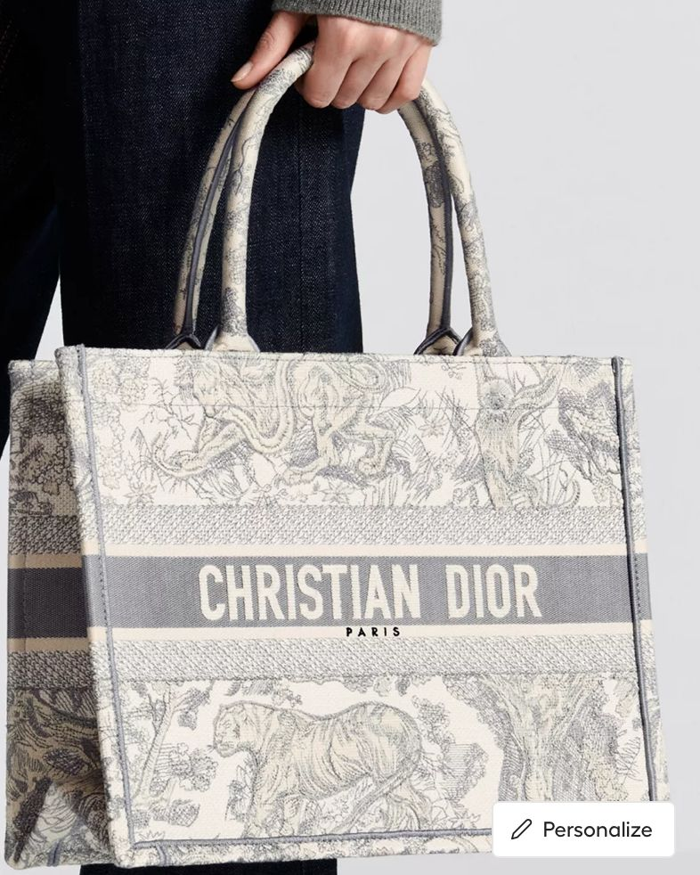 CD Book Tote Bag Grey Cotton