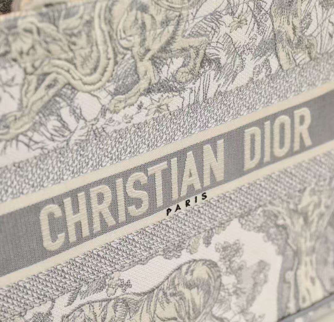 CD Book Tote Bag Grey Cotton