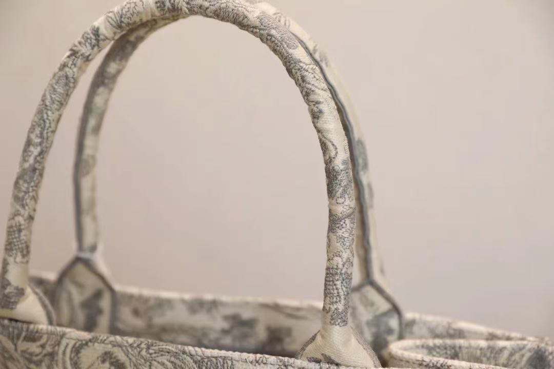 CD Book Tote Bag Grey Cotton