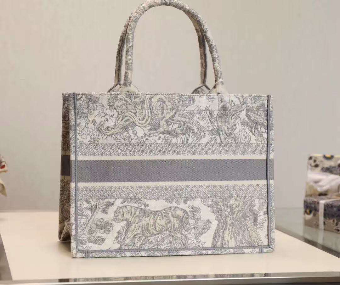 CD Book Tote Bag Grey Cotton