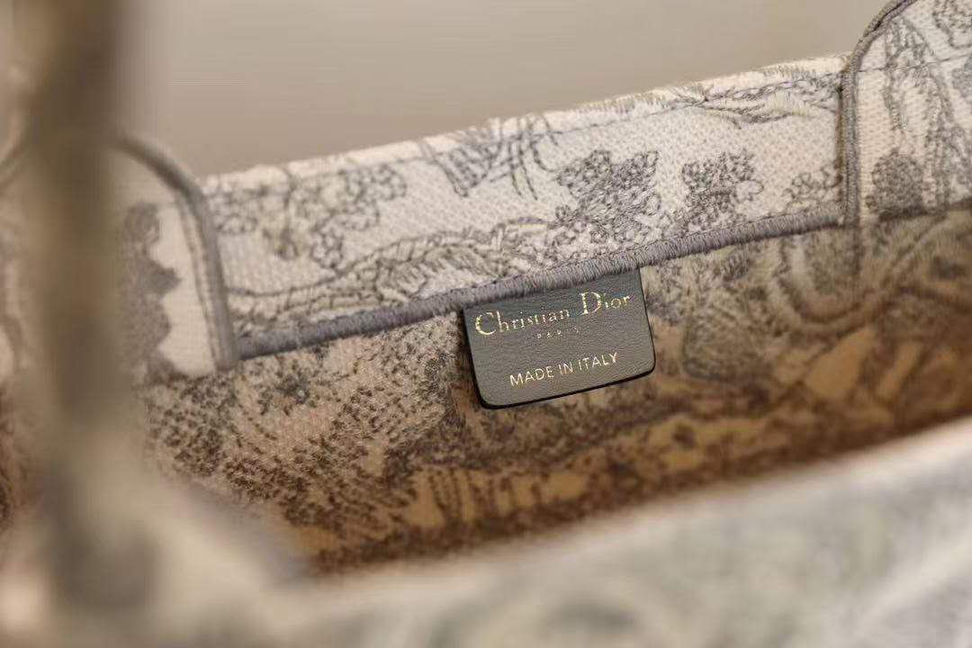 CD Book Tote Bag Grey Cotton