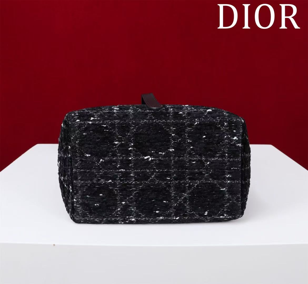 CD Toujours Vertical Tote Bag Black Tweed Fabric