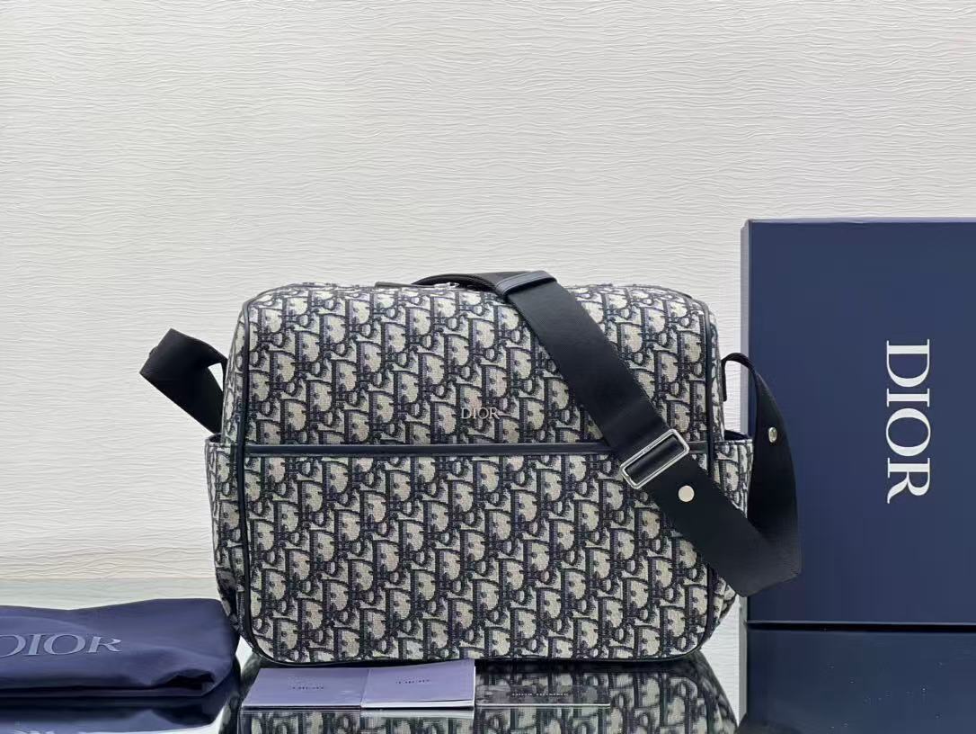 CD Changing Bag Beige and Blue jacquard fabric