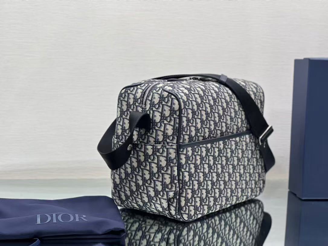 CD Changing Bag Beige and Blue jacquard fabric