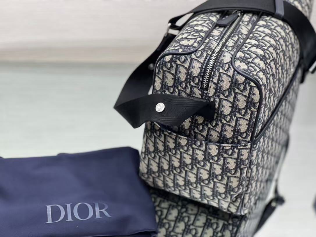 CD Changing Bag Beige and Blue jacquard fabric