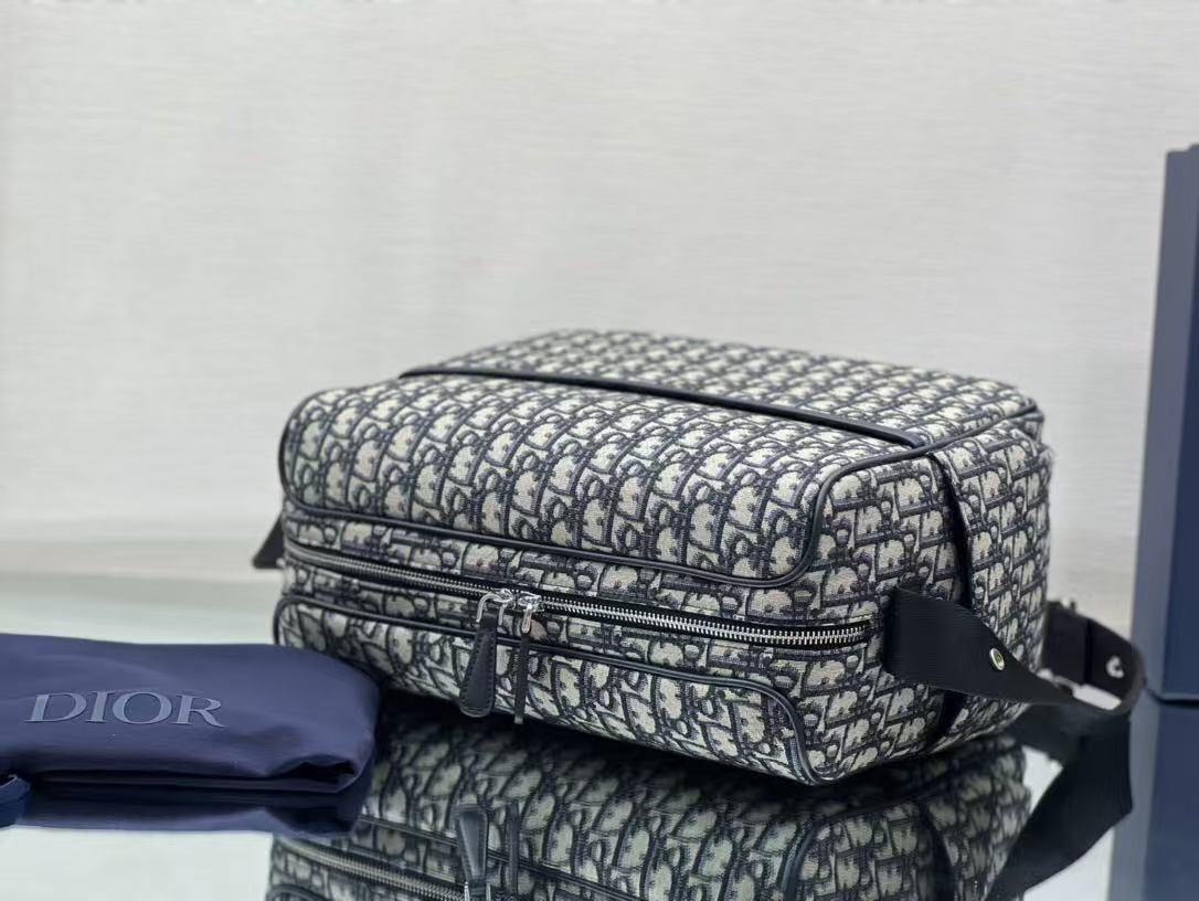 CD Changing Bag Beige and Blue jacquard fabric