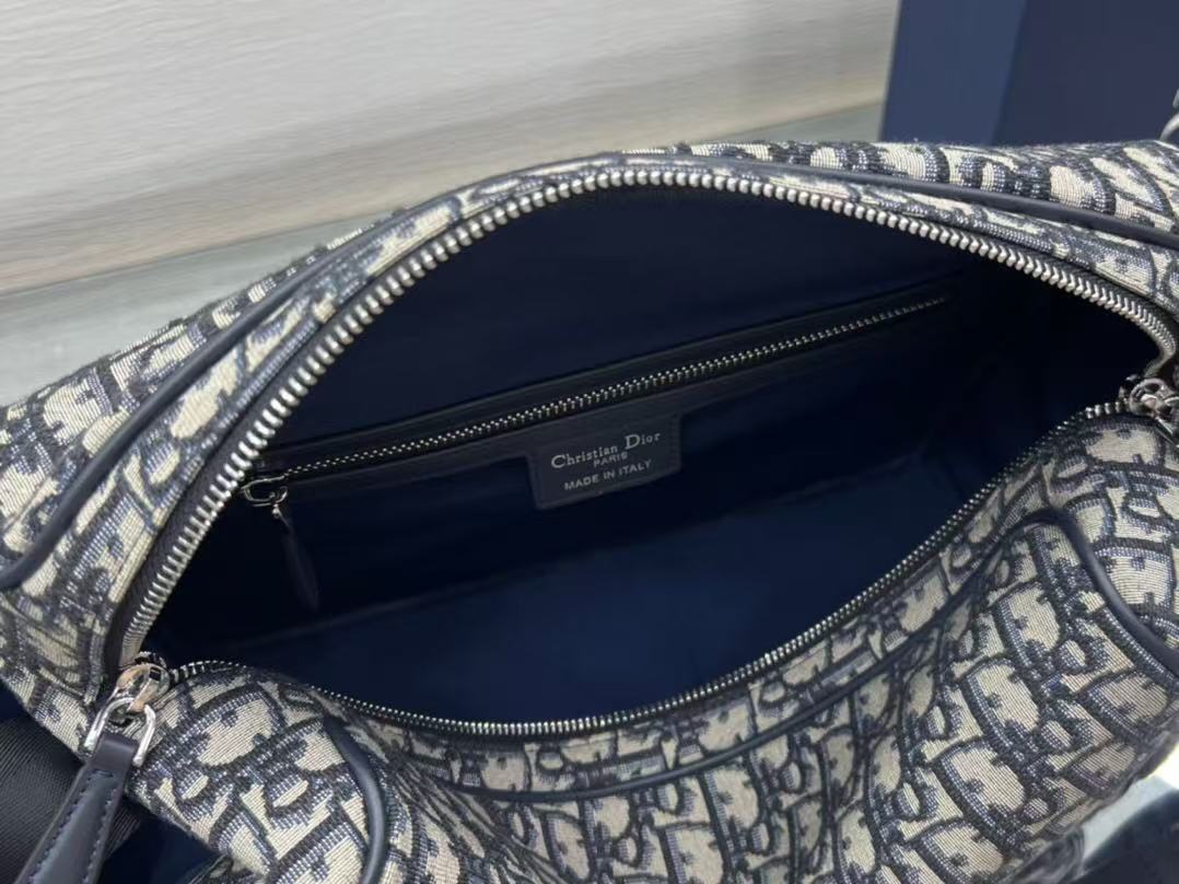 CD Changing Bag Beige and Blue jacquard fabric