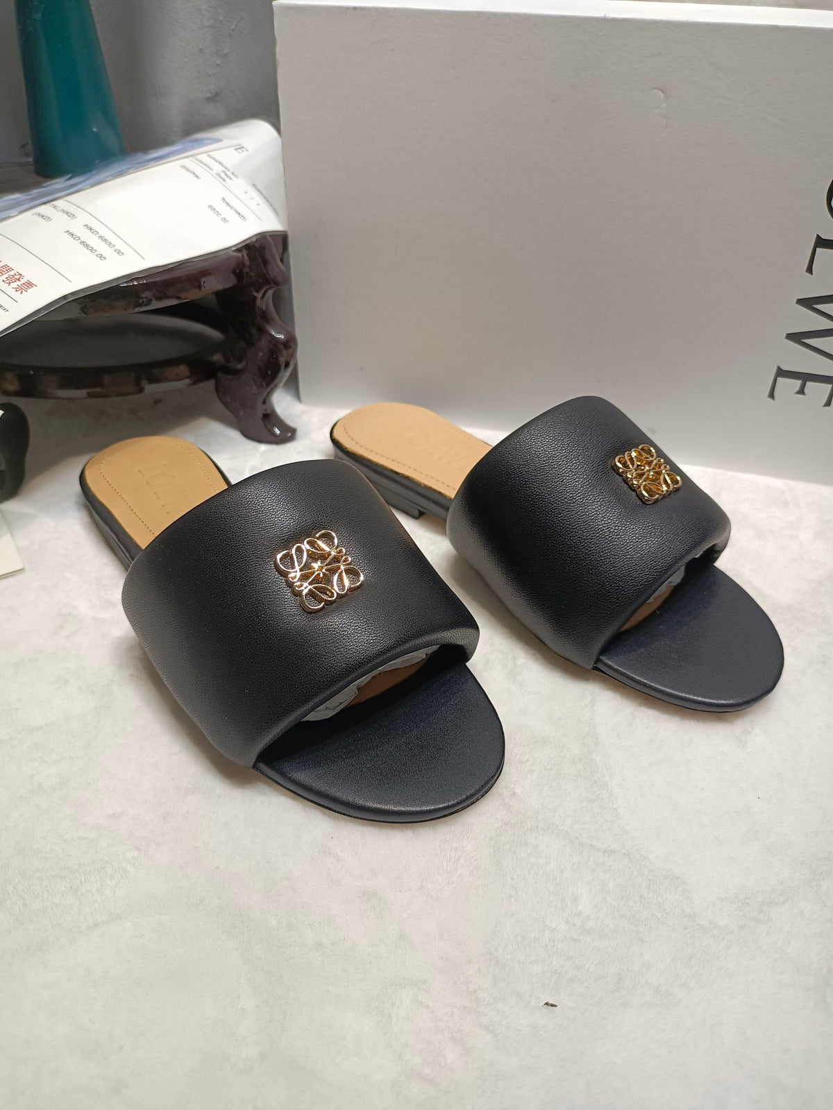 Loewe Anagram Padded Slide Multicolor Flat Sheepskin