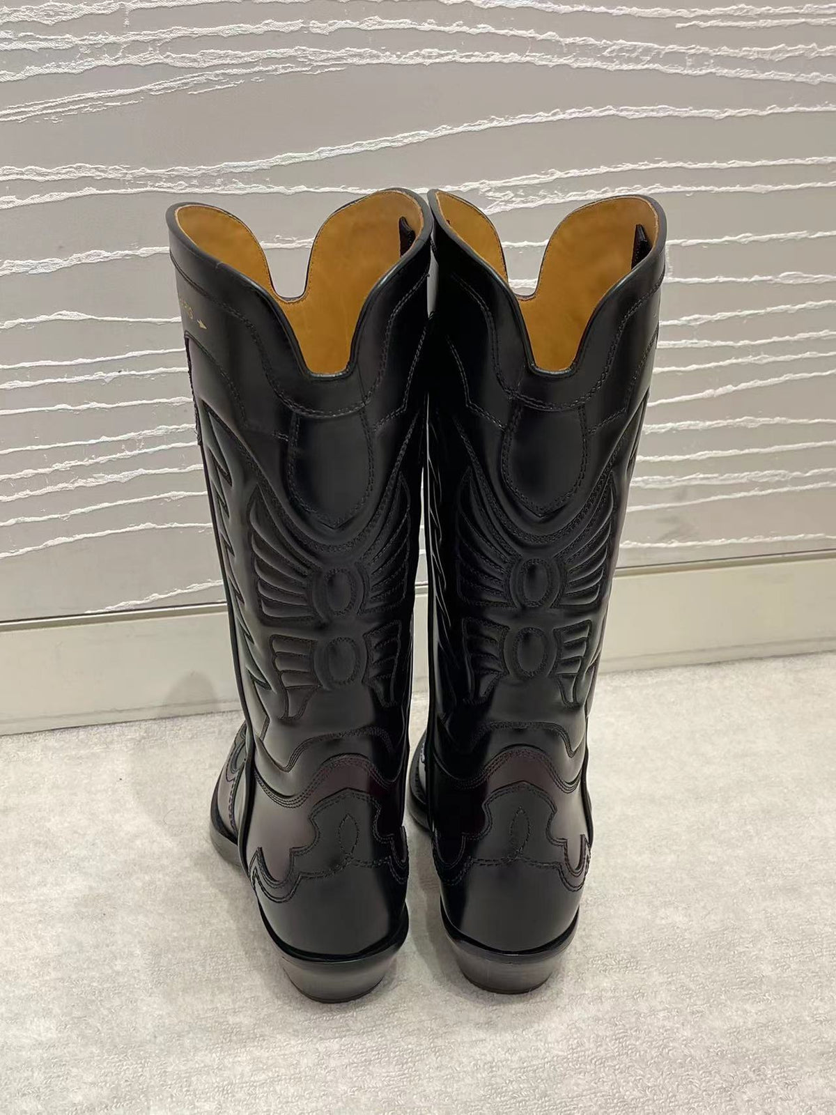 Dior 2026 Cowboy Mid-Calf Boots Burgundy Black Leather
