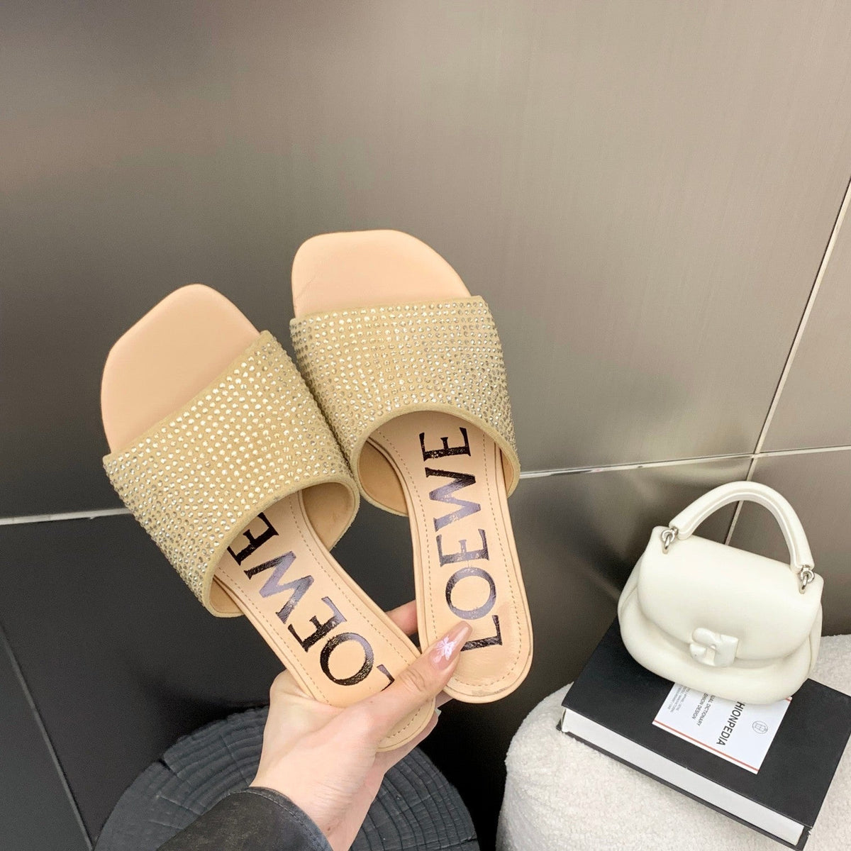 Loewe Petal Mule Multicolor Sheep and Diamond 246563