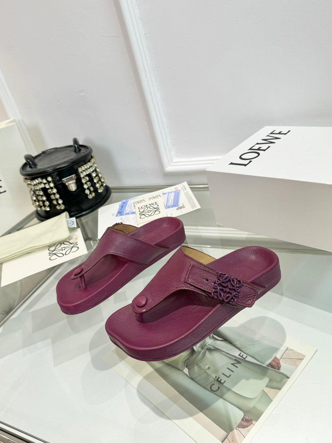 Loewe Ease Thong Muticolor Sheepskin