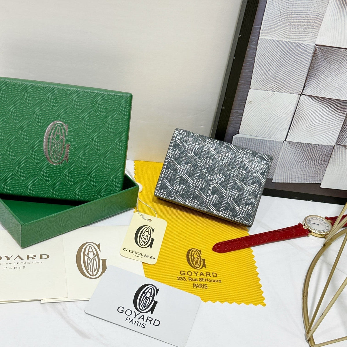 Goyard 2026 Malesherbes Card Holder 10.2cm Canvas Cowhide