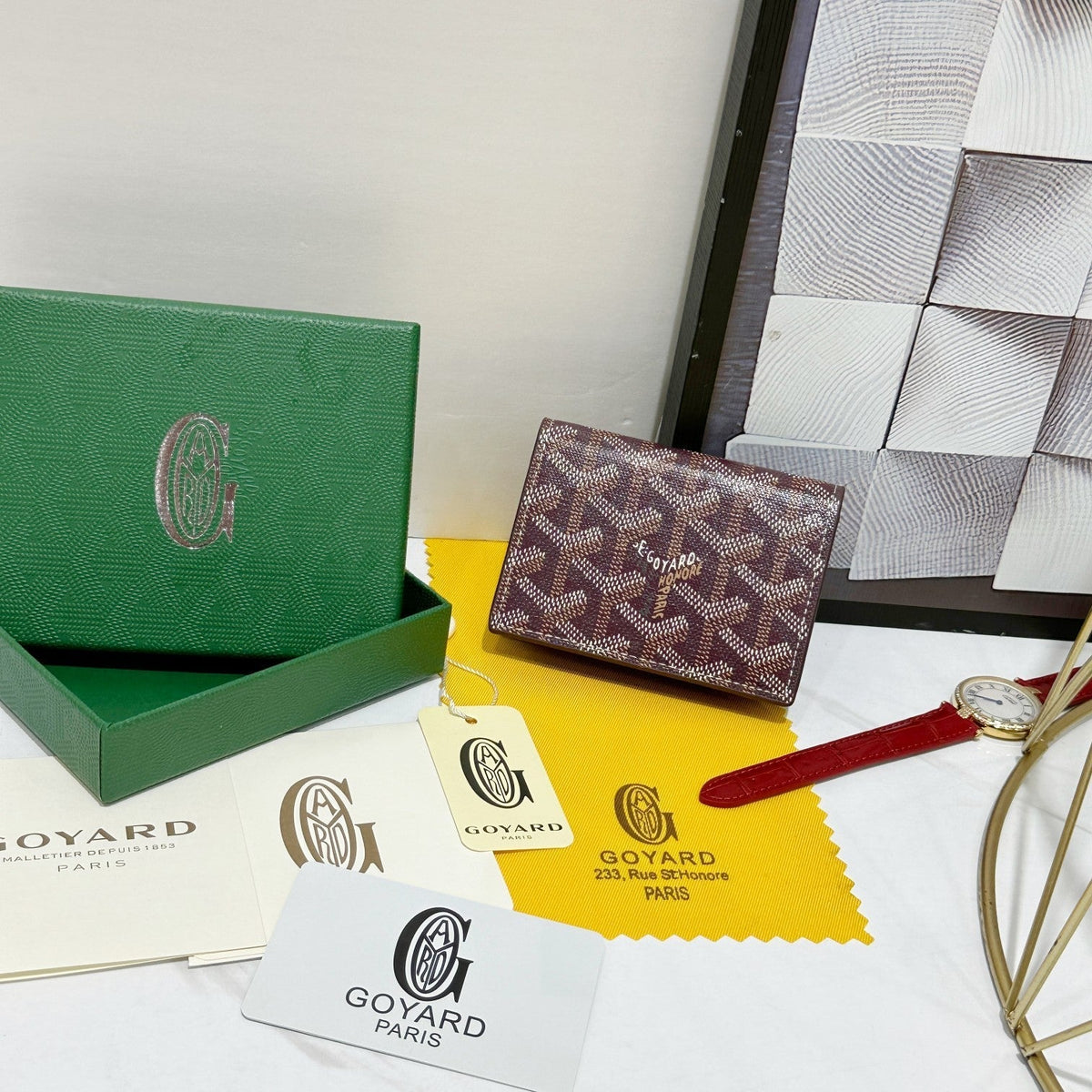 Goyard 2026 Malesherbes Card Holder 10.2cm Canvas Cowhide