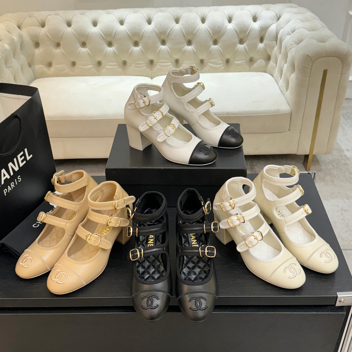 CC 25S Mary Jane 70mm Triple Strap Calfskin