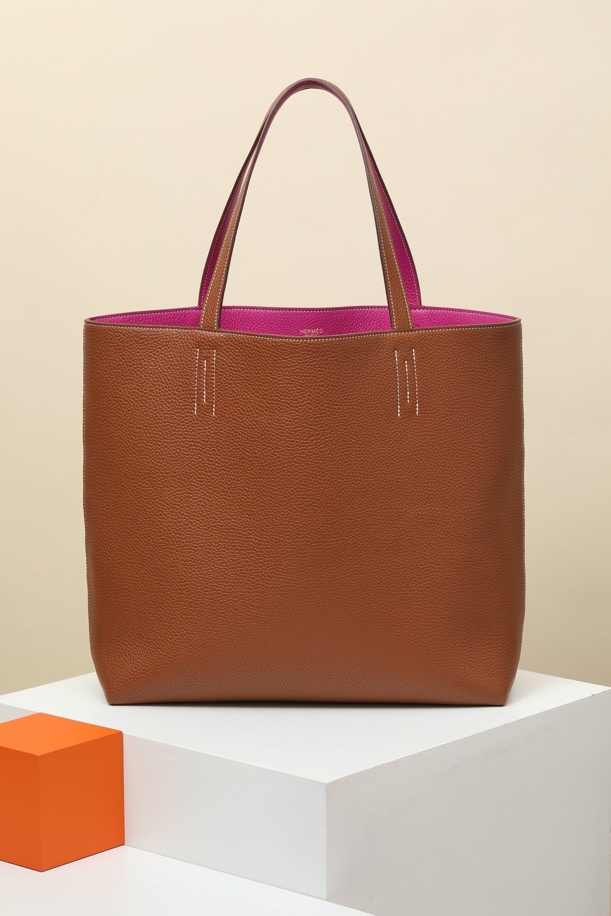 High-end Hermes 2026 Double Sens Tote Bag 35cm Clemence Leather