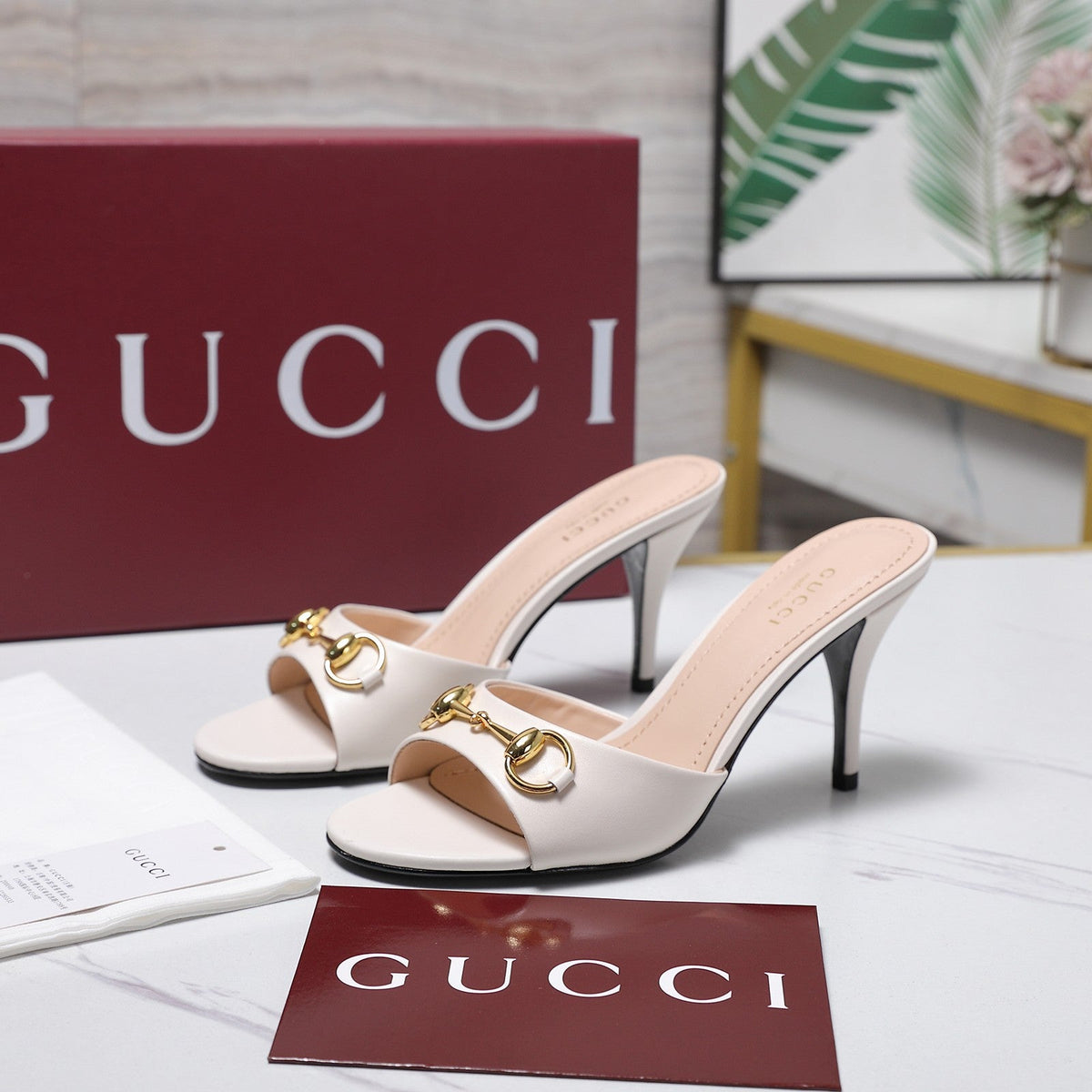 Gucci 2026 High-Heeled Slide Sandals 85mm Black Leather 758705