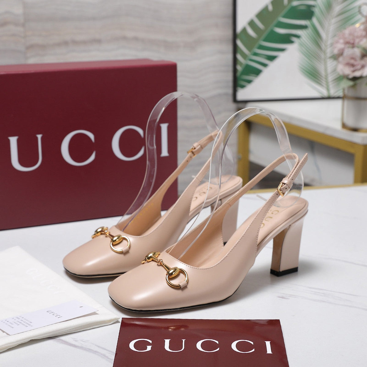 Gucci 2026 Slingback Pumps 75mm Cowhide Leather 758477