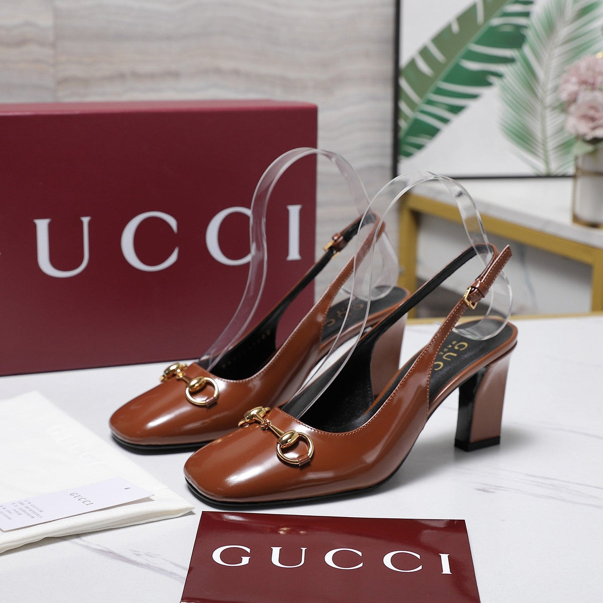 Gucci 2026 Slingback Pumps 75mm Cowhide Leather 758477