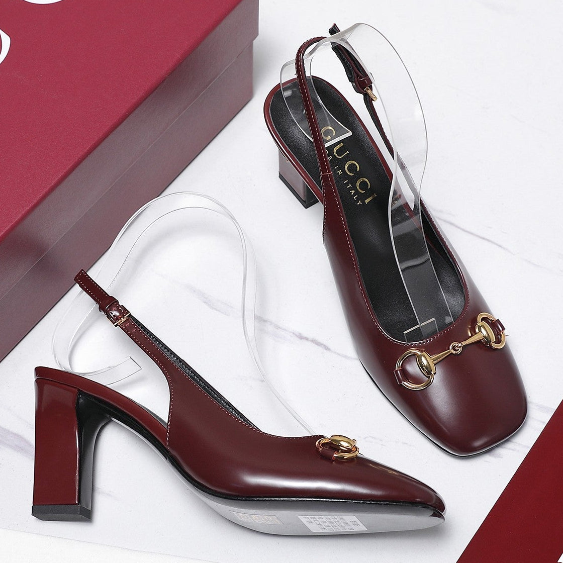 Gucci 2026 Slingback Pumps 75mm Cowhide Leather 758477