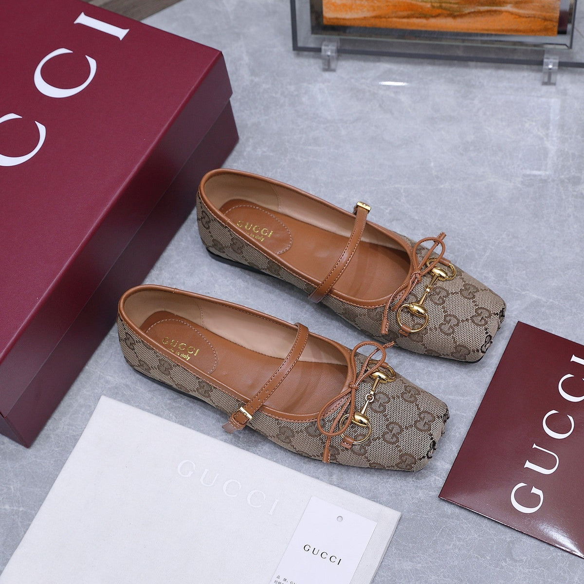 Gucci 2026 Mary Jane Ballet Flats Canvas 758536