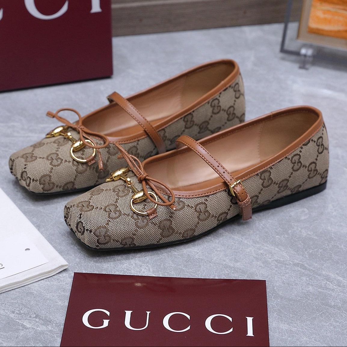 Gucci 2026 Mary Jane Ballet Flats Canvas 758536