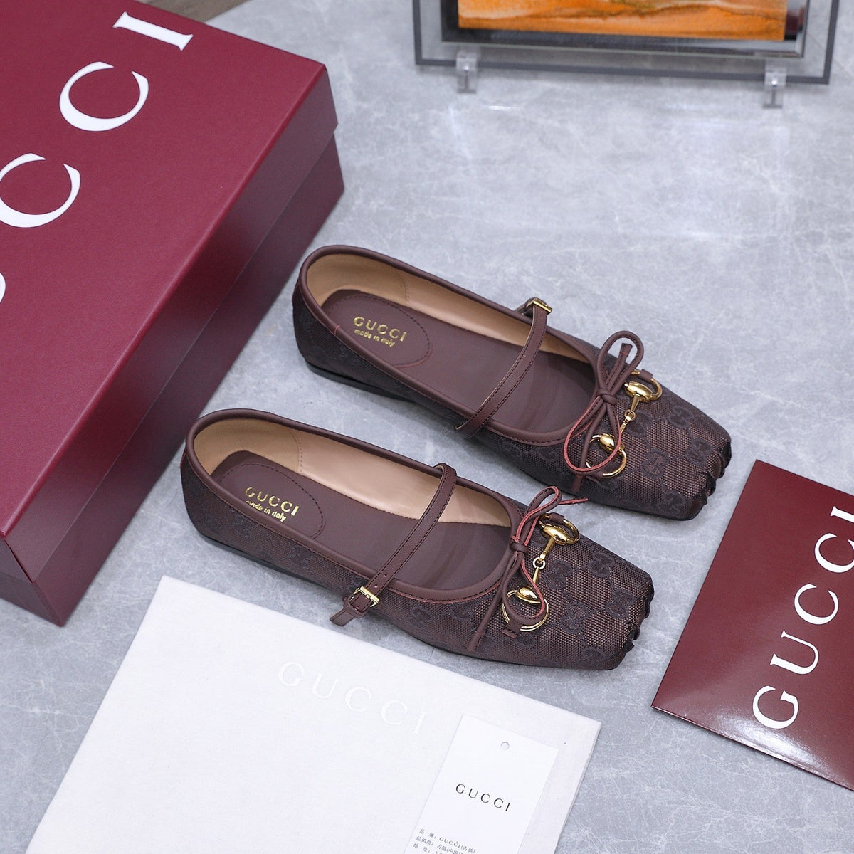 Gucci 2026 Mary Jane Ballet Flats Canvas 758536