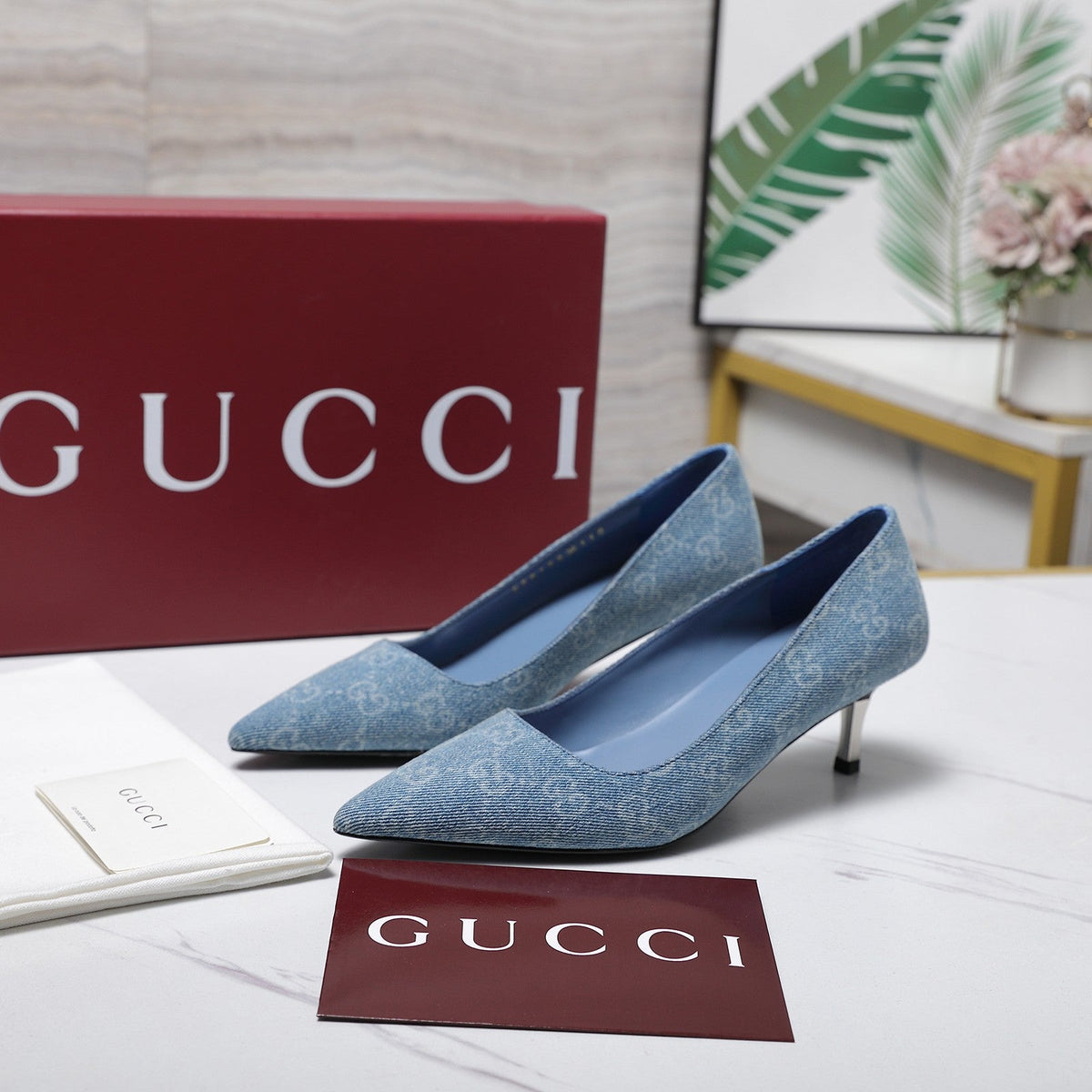 Gucci 2026 GG Bombshell Pumps 55mm Canvas Leather 758606