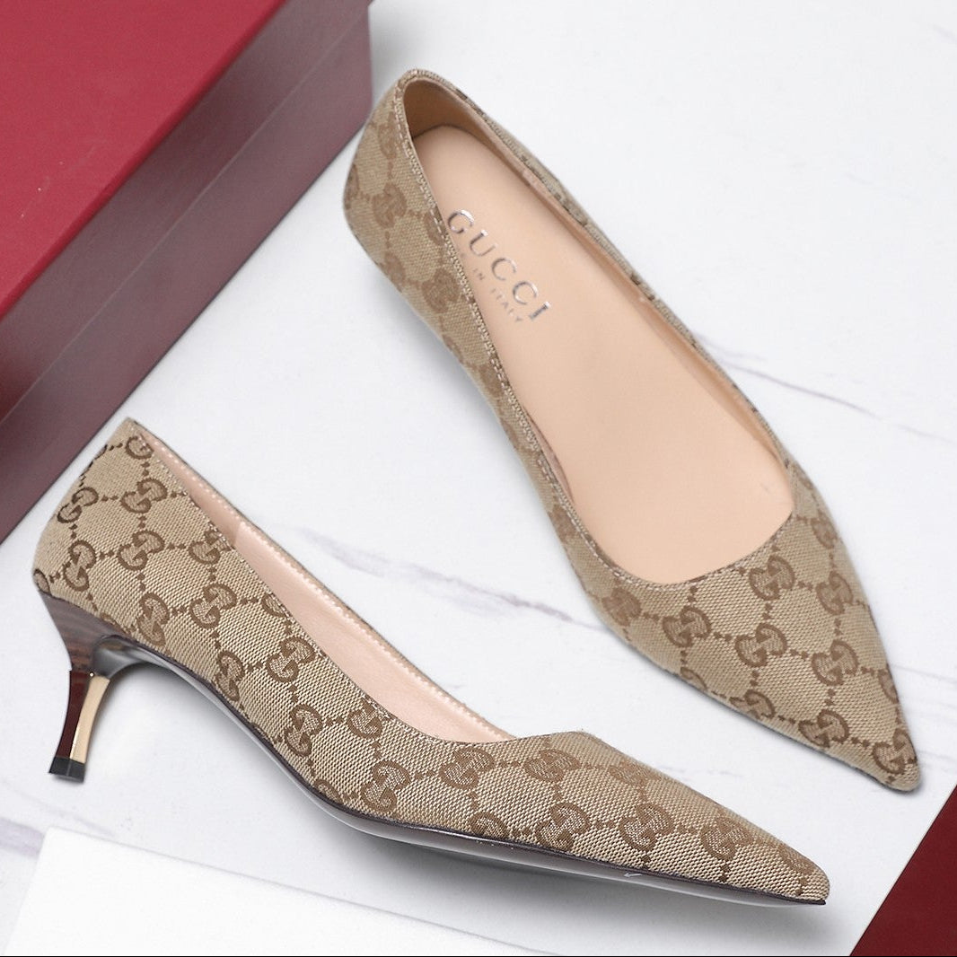 Gucci 2026 GG Bombshell Pumps 55mm Canvas Leather 758606