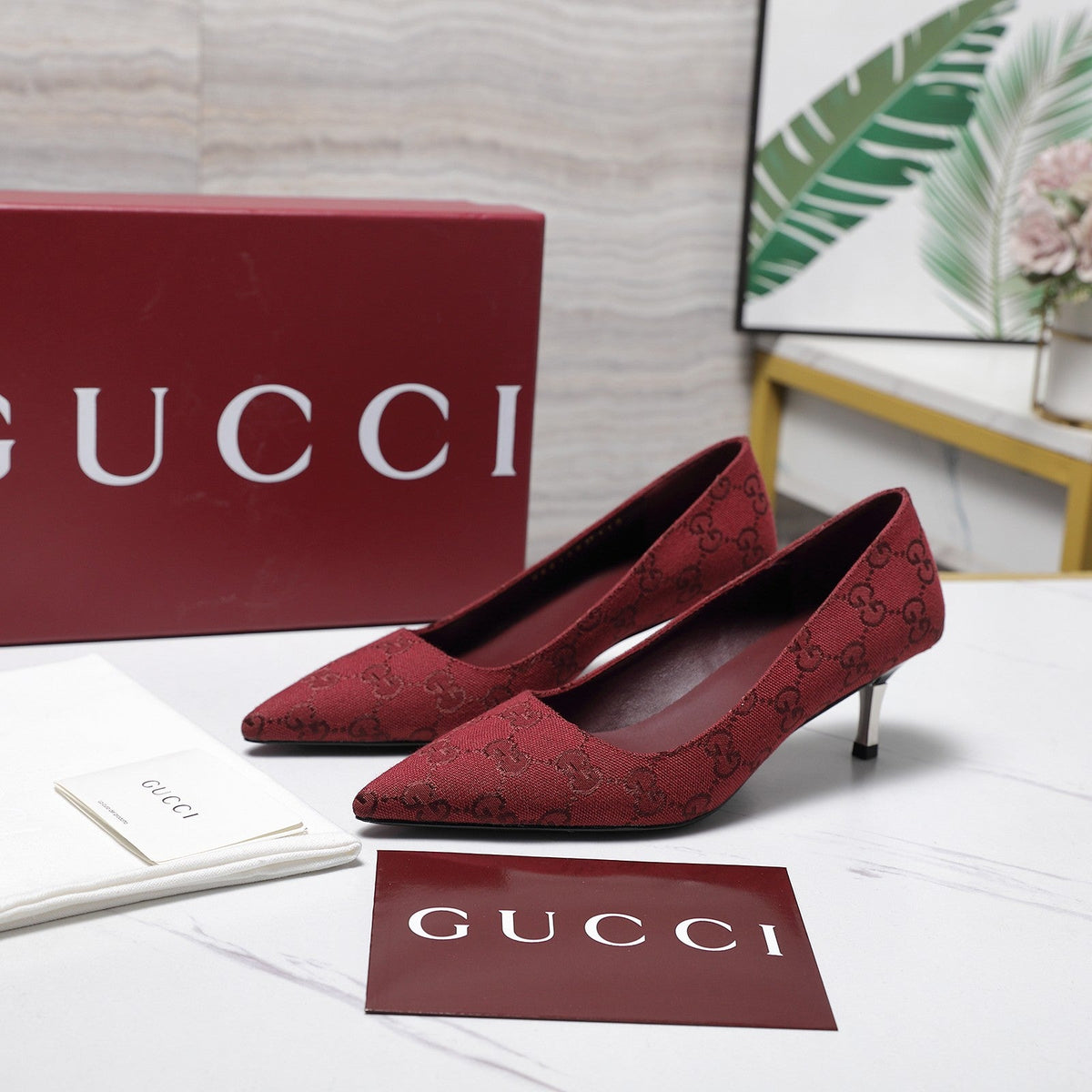Gucci 2026 GG Bombshell Pumps 55mm Canvas Leather 758606