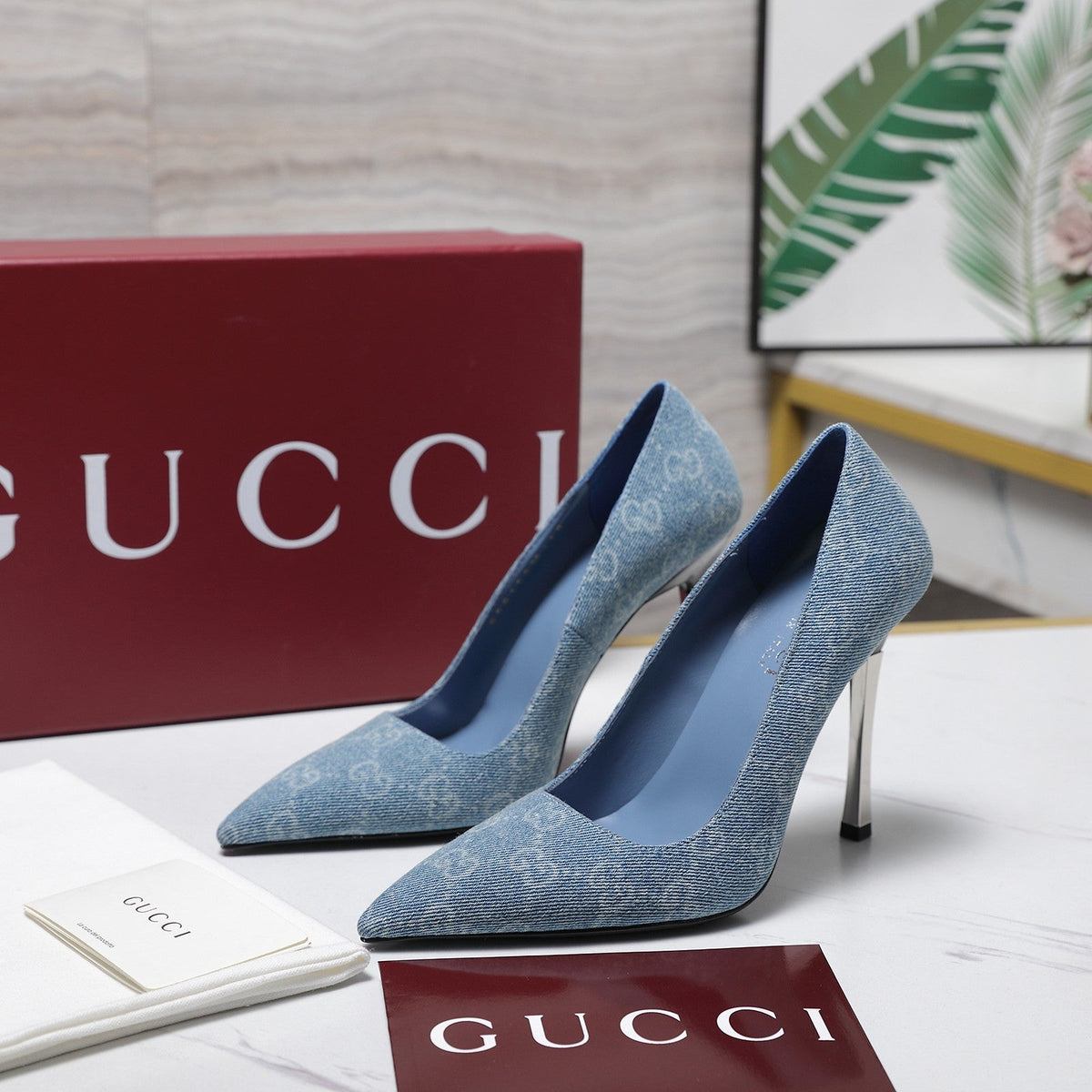 Gucci 2026 GG Monogram Pumps 110mm Canvas Leather 758616