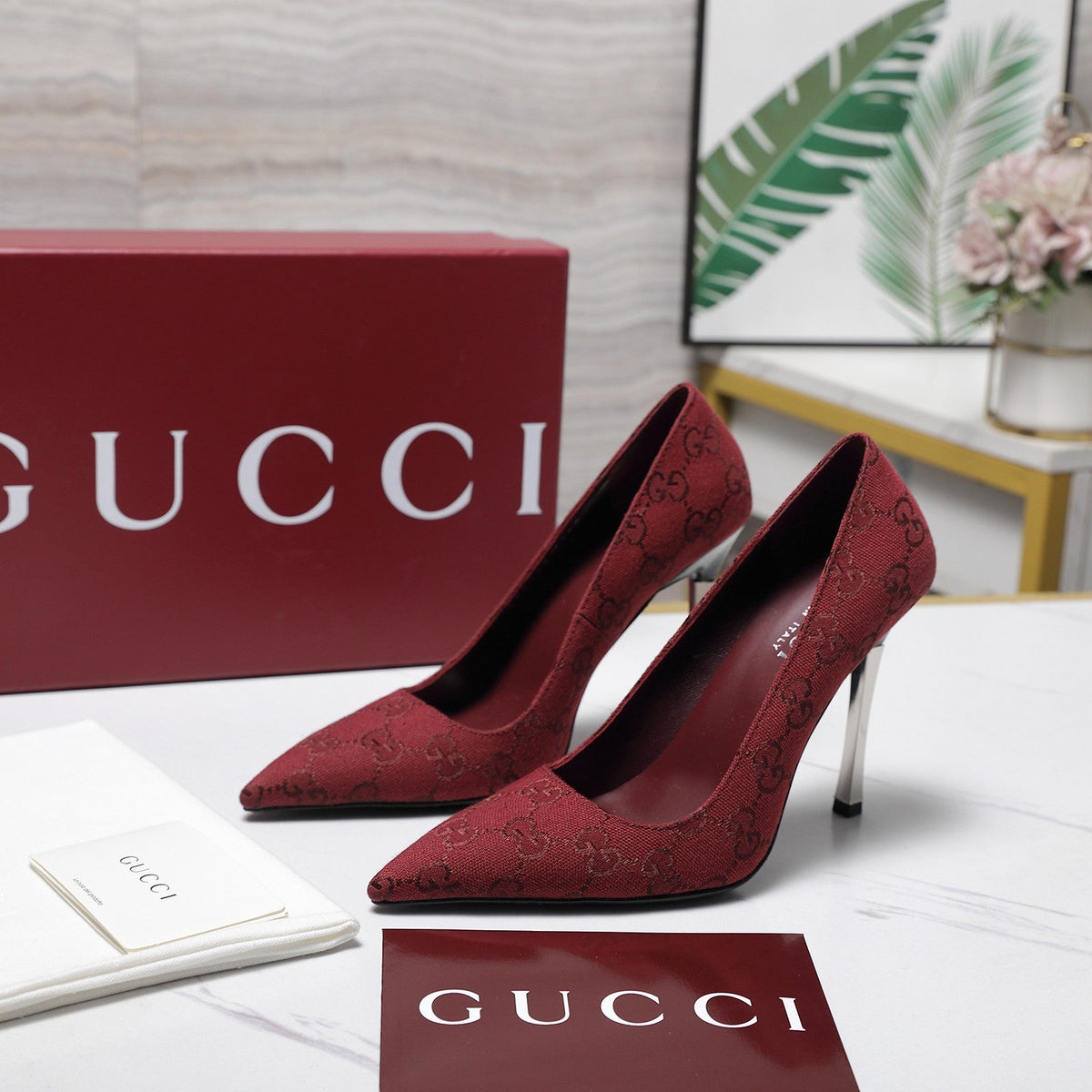 Gucci 2026 GG Monogram Pumps 110mm Canvas Leather 758616