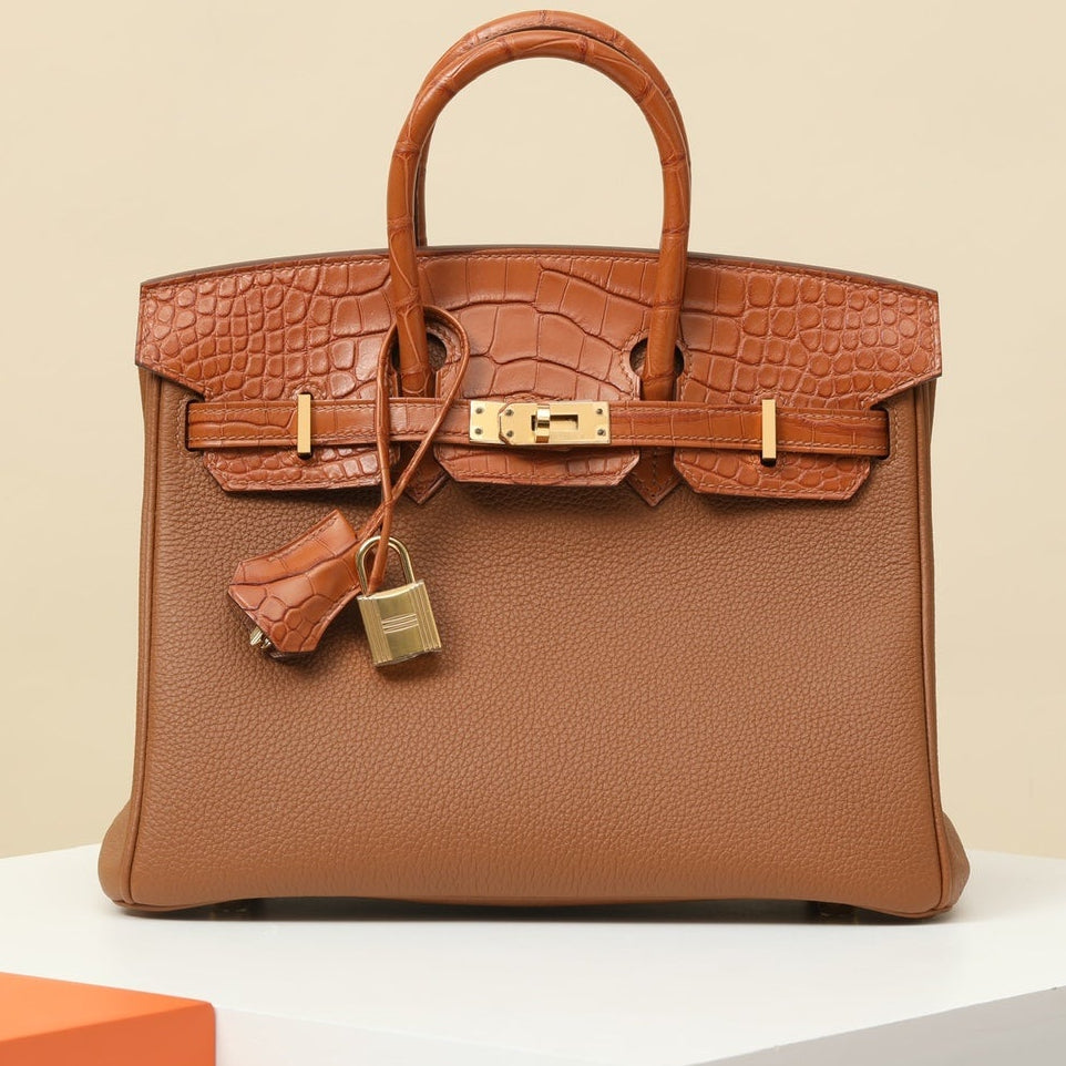 High-end Hermes 2026 Birkin Bag 25cm Togo And Crocodile Leather