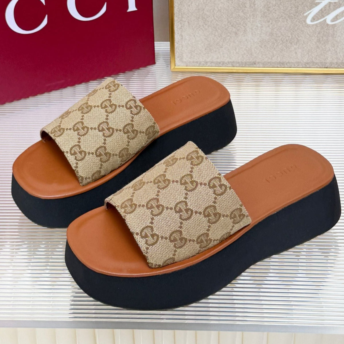 Gucci 2026 Platform Sandals Canvas 987007