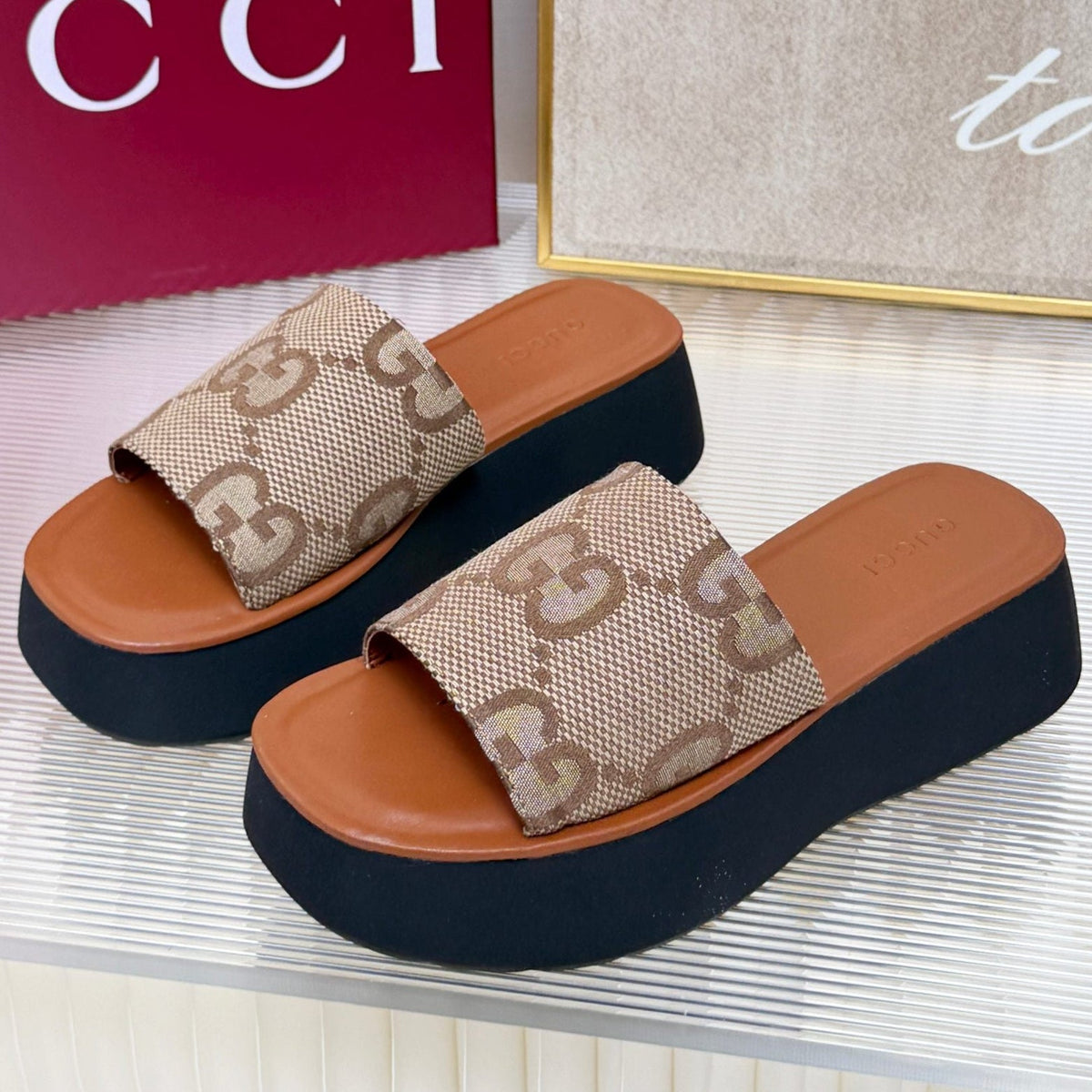 Gucci 2026 Platform Sandals Canvas 987007