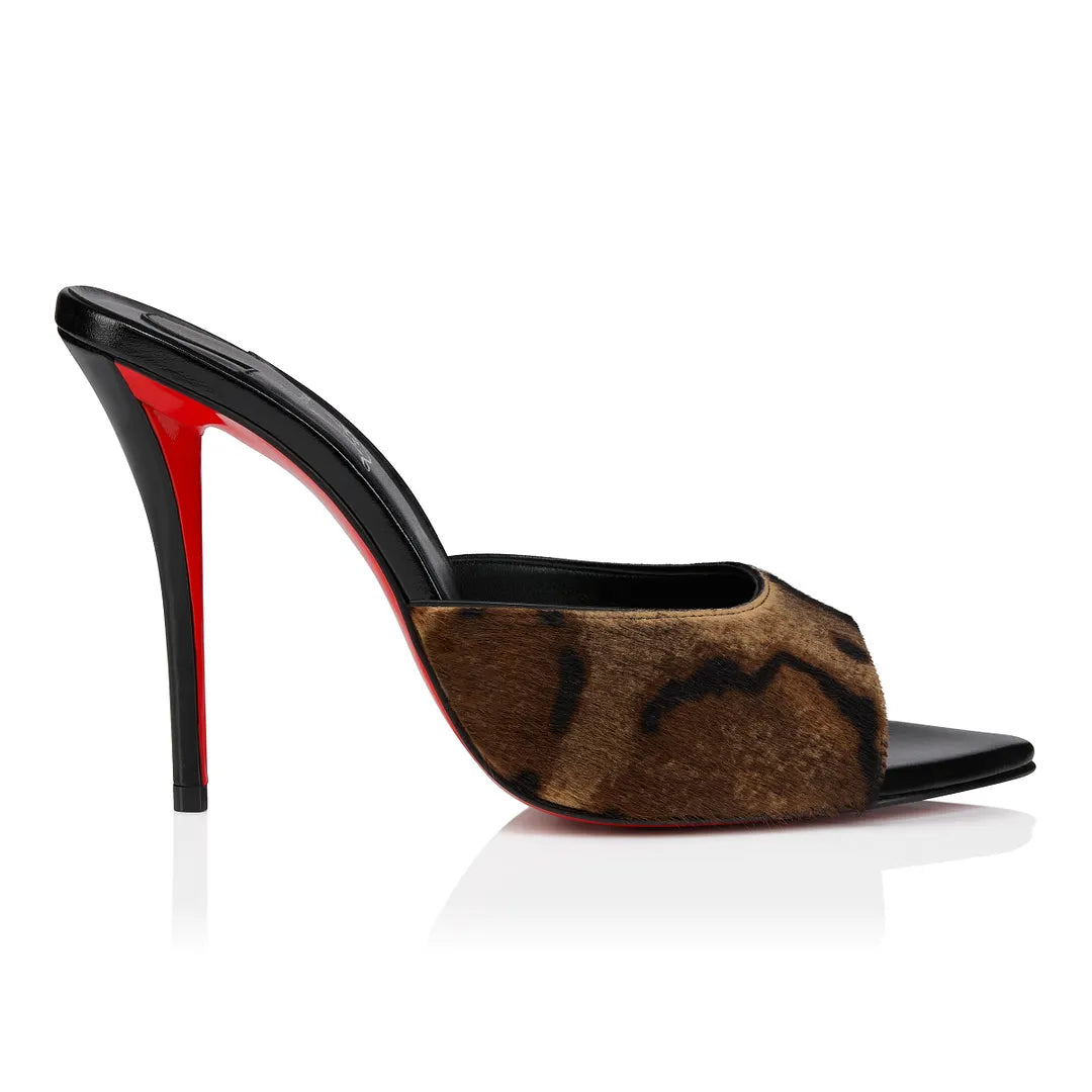 CL 26ss High Heel Mules 100 Black Brown Pony Hair