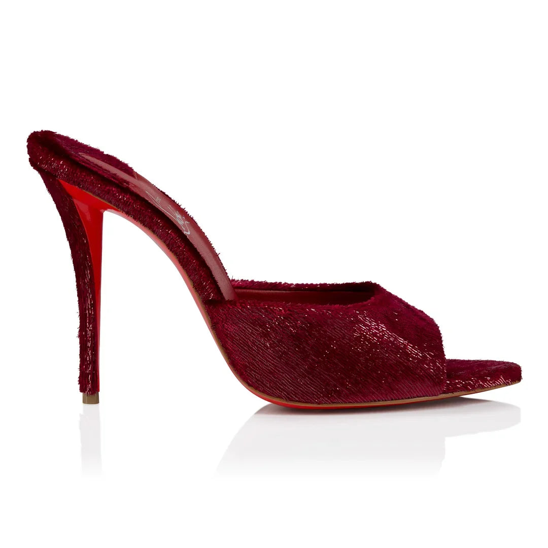CL 26ss High Heel Mules 100 Burgundy Velvet