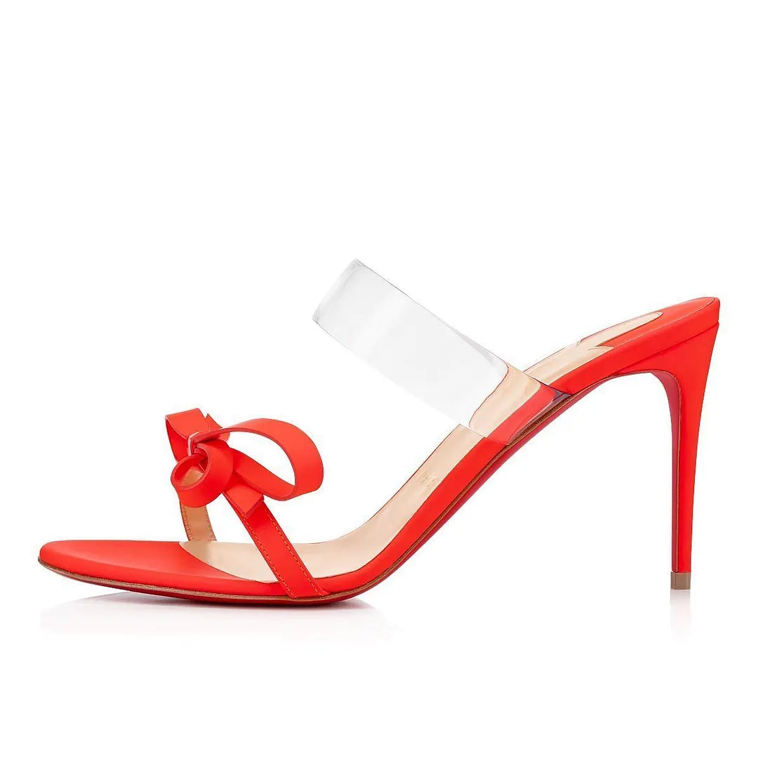 CL 26ss High Heel Mules 85 Neon Orange TPU Leather