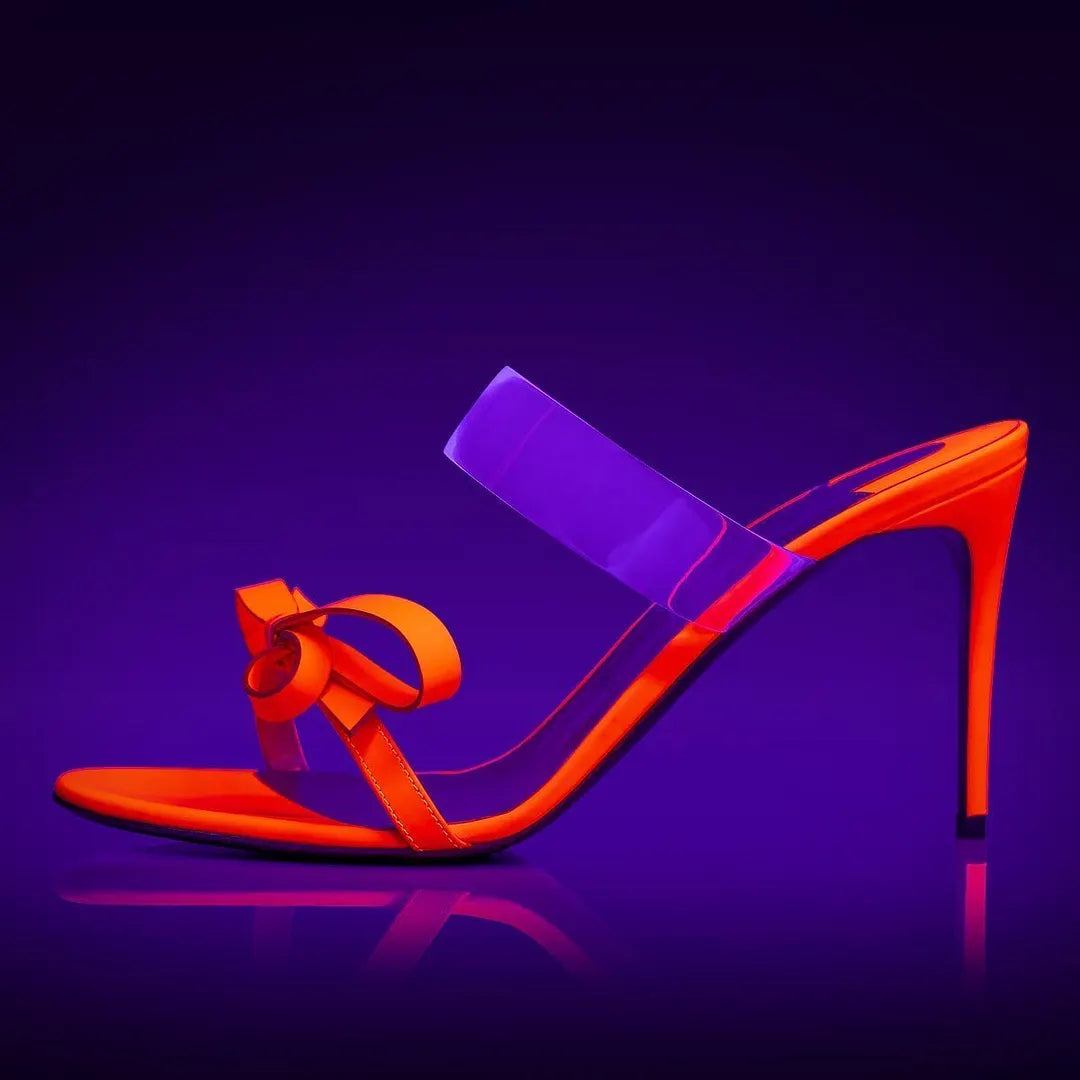 CL 26ss High Heel Mules 85 Neon Orange TPU Leather