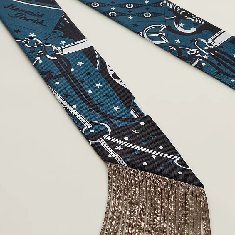 Hermes 2026 Bandana Fringes Twilly Scarf 86cm Silk 217486