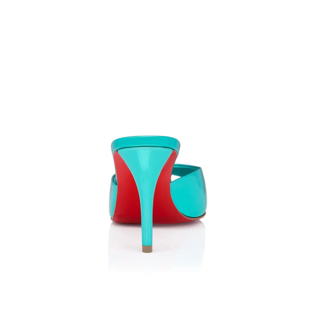 CL 26ss High Heel Mules 80 Metallic Turquoise Patent Leather