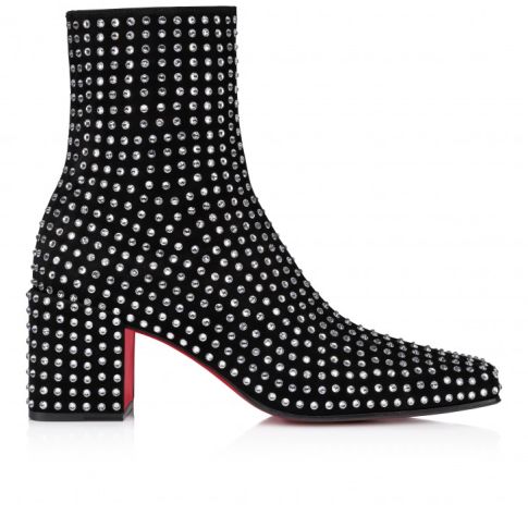 CL Alleo Boot Strass Boum 70mm Veau Velours And Strass Boom Black