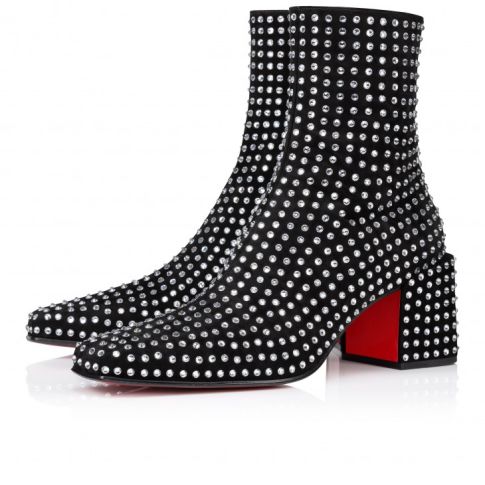 CL Alleo Boot Strass Boum 70mm Veau Velours And Strass Boom Black