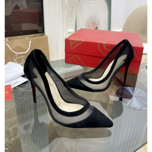 CL Galativi Pumps 85mm Mesh and Suede Black