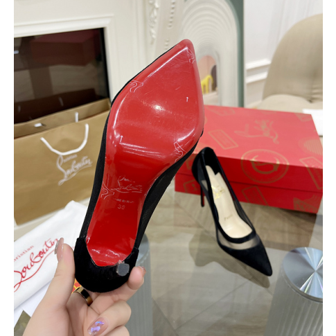 CL Galativi Pumps 85mm Mesh and Suede Black