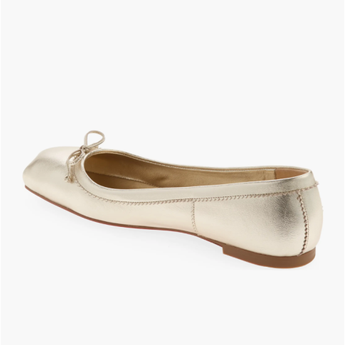 CL Mamadrague Square Toe Ballet Flat Nappa Leather Gold