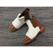 CL Men Melon Spikes Boots Wool and Calf Leather Brown