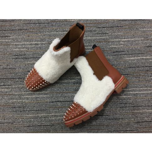 CL Men Melon Spikes Boots Wool and Calf Leather Brown