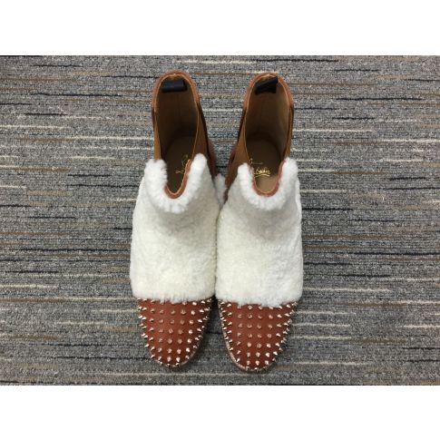 CL Men Melon Spikes Boots Wool and Calf Leather Brown